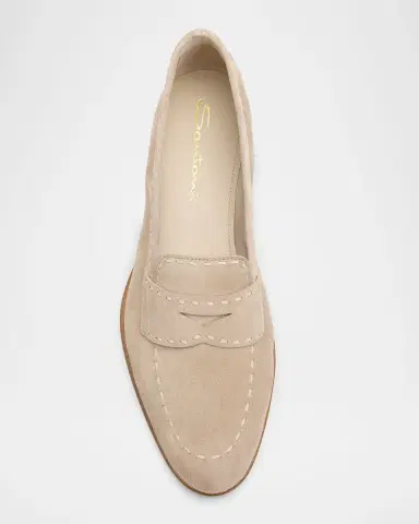 Santoni Marlene Suede Penny Loafers | Thumbnail 10