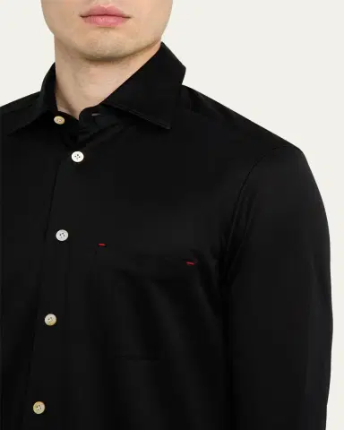 Kiton Men's Nerano Cotton Jersey Button-Down Shirt | Thumbnail 5 Kiton Men's Nerano Cotton Jersey Button-Down Shirt | Thumbnail 5