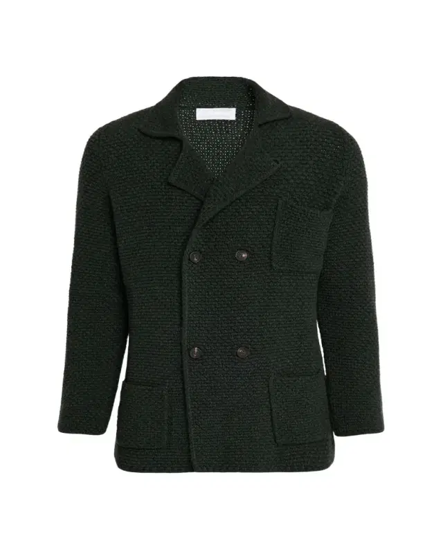 Men's Cashmere and Wool Knit Double-Breasted Jacket