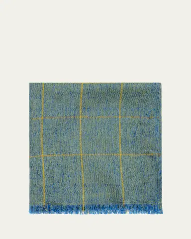 Anderson & Sheppard Men's Check Cashmere Pocket Square | Thumbnail 4