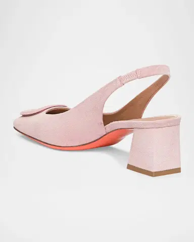 Santoni 50mm Buckle Suede Slingback Pumps | Thumbnail 6