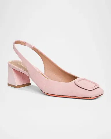 Santoni 50mm Buckle Suede Slingback Pumps | Thumbnail 7