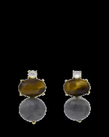 Grazia And Marica Vozza Labradorite, Tiger's Eye and Mother-of-Pearl Stacked Earrings | Thumbnail 2