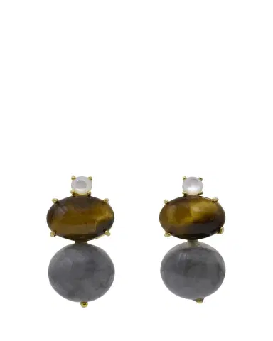 Grazia And Marica Vozza Labradorite, Tiger's Eye and Mother-of-Pearl Stacked Earrings | Thumbnail 1