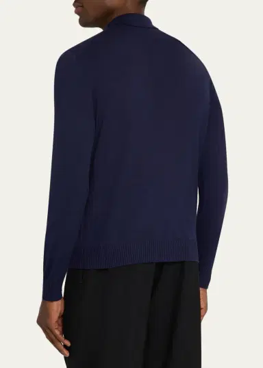 Anderson & Sheppard Men's Silk and Cashmere Polo Sweater | Thumbnail 3 Anderson & Sheppard Men's Silk and Cashmere Polo Sweater | Thumbnail 3