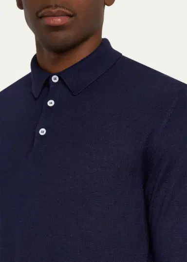 Anderson & Sheppard Men's Silk and Cashmere Polo Sweater | Thumbnail 5 Anderson & Sheppard Men's Silk and Cashmere Polo Sweater | Thumbnail 5
