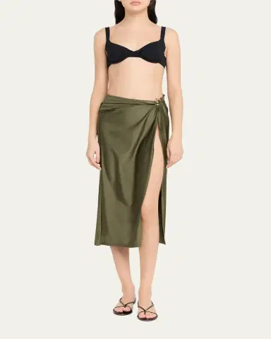 Simkhai Kora Satin Wrap Midi Skirt | Thumbnail 2