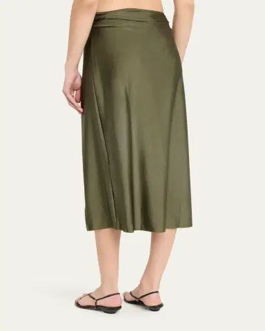 Simkhai Kora Satin Wrap Midi Skirt | Thumbnail 3