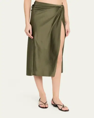 Simkhai Kora Satin Wrap Midi Skirt | Thumbnail 4