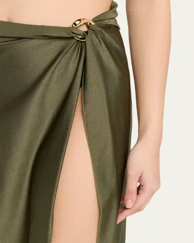 Simkhai Kora Satin Wrap Midi Skirt | Thumbnail 5