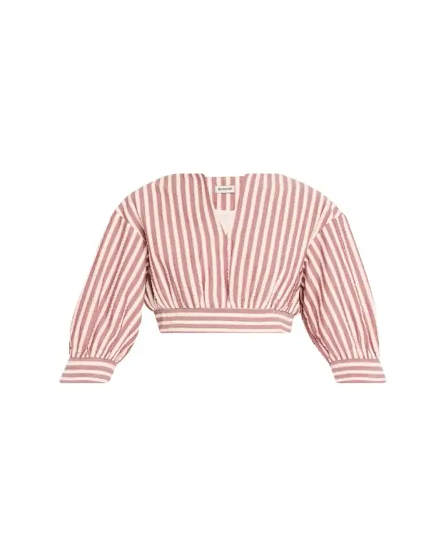 Noralie Striped Seersucker Crop Top