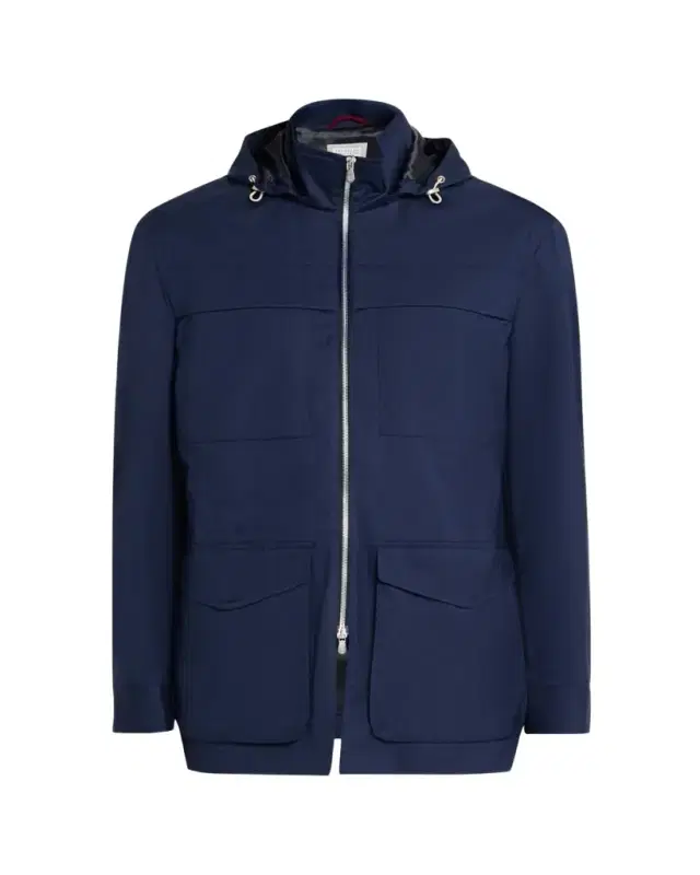 Brunello Cucinelli Men's Water-Resistant Wool Hooded Jacket
