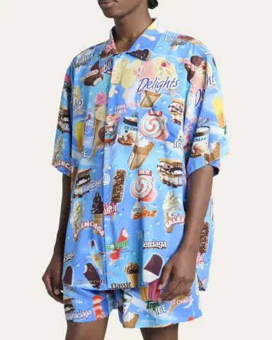 Balenciaga Men's Sweet Treat Short-Sleeve Shirt | Thumbnail 4