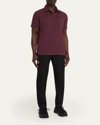 Moncler en's Short-Sleeved Cotton Polo Shirt | Thumbnail 2 Moncler en's Short-Sleeved Cotton Polo Shirt | Thumbnail 2