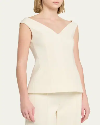 Proenza Schouler Mariam Wool Scuba V-Neck Top | Thumbnail 4