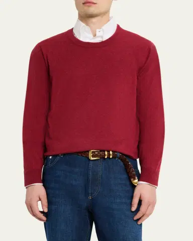 Brunello Cucinelli Men's Cashmere Knit Crewneck Sweater | Thumbnail 4 Brunello Cucinelli Men's Cashmere Knit Crewneck Sweater | Thumbnail 4