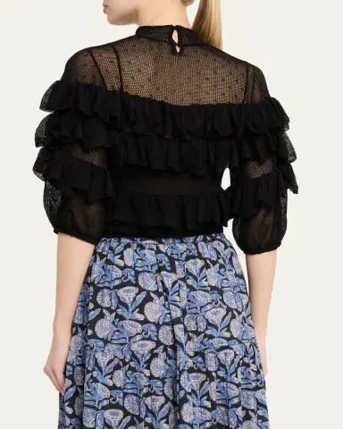 Ulla Johnson Corinna Mock-Neck Tiered Ruffle Top | Thumbnail 3 Ulla Johnson Corinna Mock-Neck Tiered Ruffle Top | Thumbnail 3