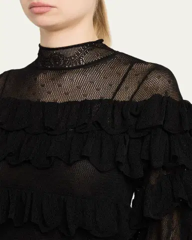 Ulla Johnson Corinna Mock-Neck Tiered Ruffle Top | Thumbnail 5 Ulla Johnson Corinna Mock-Neck Tiered Ruffle Top | Thumbnail 5