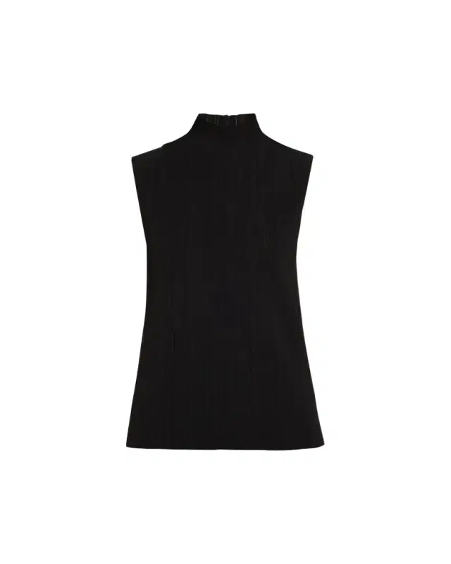 Federica Micro-Pleated Knit Turtleneck Top