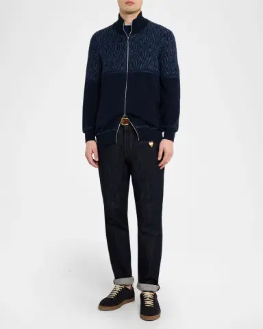 Brunello Cucinelli Men 's Cotton Cable-Pattern Full-Zip Cardigan | Thumbnail 6 Brunello Cucinelli Men 's Cotton Cable-Pattern Full-Zip Cardigan | Thumbnail 6
