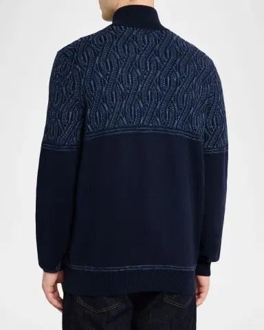 Brunello Cucinelli Men 's Cotton Cable-Pattern Full-Zip Cardigan | Thumbnail 7 Brunello Cucinelli Men 's Cotton Cable-Pattern Full-Zip Cardigan | Thumbnail 7