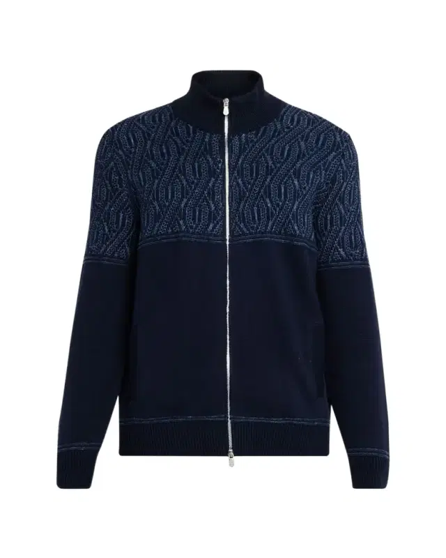 Men 's Cotton Cable-Pattern Full-Zip Cardigan