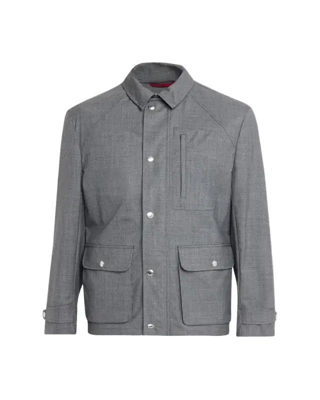 Brunello Cucinelli Men's Water-Resistant Wool Shirt Jacket
