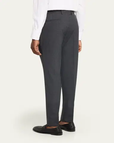 Brunello Cucinelli Men's Wool Sharkskin Pleated Pants | Thumbnail 3