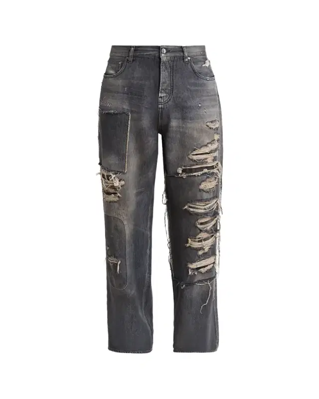 Men's Distressed Stretch Straight-Fit Jeans