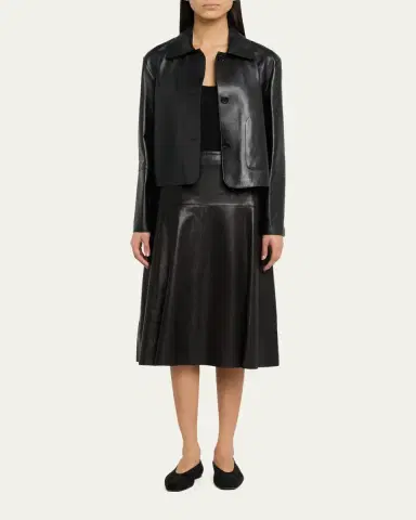 ARMA Emy Cropped Button-Down Leather Jacket | Thumbnail 2 ARMA Emy Cropped Button-Down Leather Jacket | Thumbnail 2