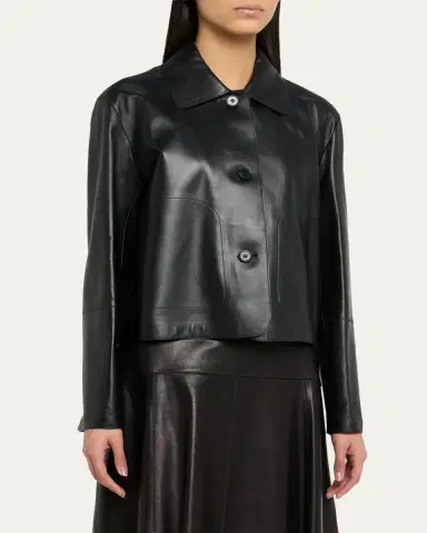 ARMA Emy Cropped Button-Down Leather Jacket | Thumbnail 4 ARMA Emy Cropped Button-Down Leather Jacket | Thumbnail 4