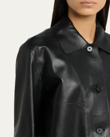 ARMA Emy Cropped Button-Down Leather Jacket | Thumbnail 5 ARMA Emy Cropped Button-Down Leather Jacket | Thumbnail 5