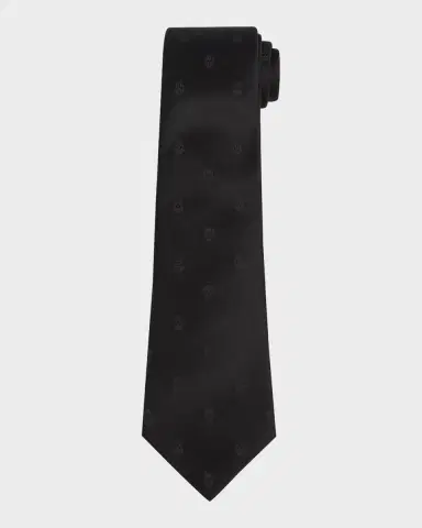 Alexander McQueen Men's Satin Skull Jacquard Tie | Thumbnail 2