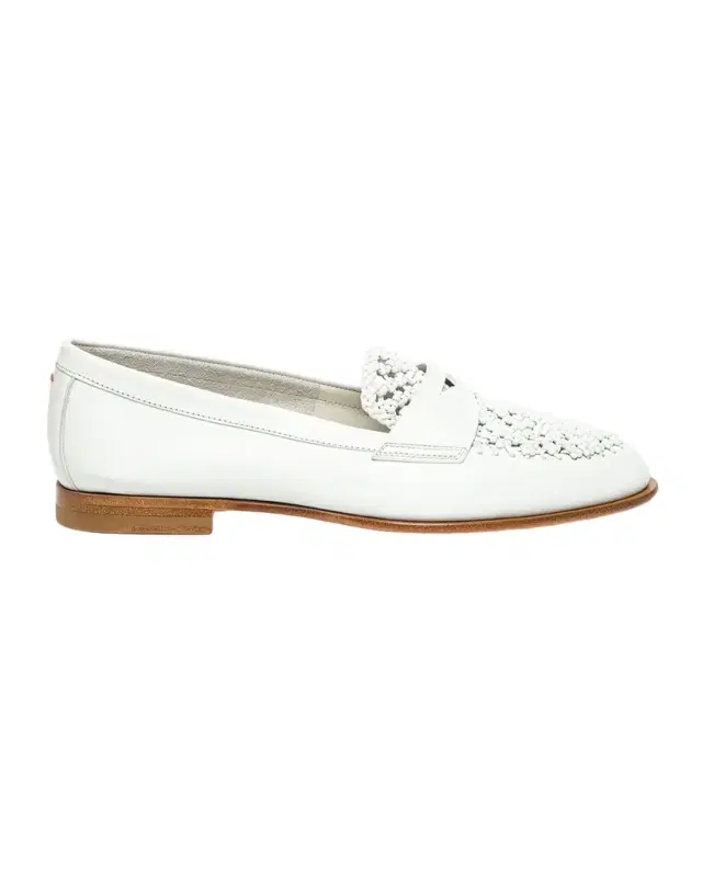 Santoni Luce Woven Leather Penny Loafers