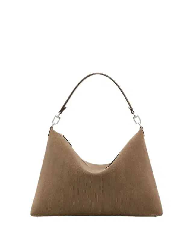 Medium Bevel Corduroy-Effect Suede Shoulder Bag