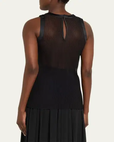 Sacai Striped Chiffon Tank Top | Thumbnail 3 Sacai Striped Chiffon Tank Top | Thumbnail 3