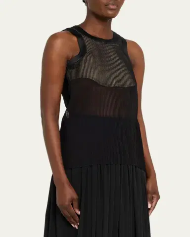 Sacai Striped Chiffon Tank Top | Thumbnail 4 Sacai Striped Chiffon Tank Top | Thumbnail 4