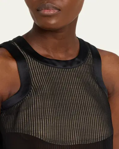 Sacai Striped Chiffon Tank Top | Thumbnail 5 Sacai Striped Chiffon Tank Top | Thumbnail 5