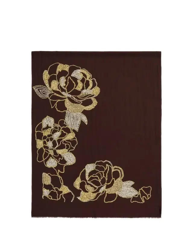 Janavi India Glow Blossom Embroidered Merino Wool Wrap