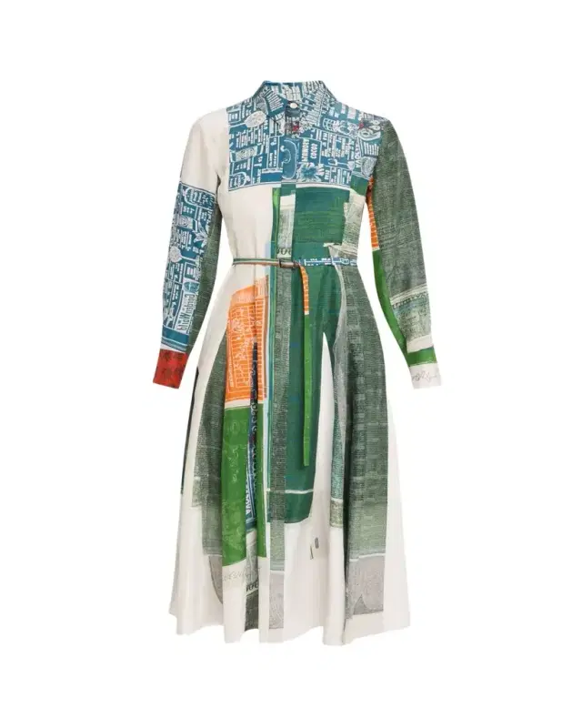 Jason Wu Collection x Robert Rauschenberg Sandwashed Silk Midi Shirtdress