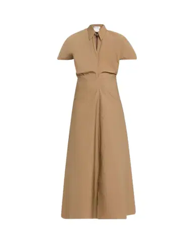 Brunello Cucinelli Techno Cotton Poplin Short-Sleeve Maxi Shirtdress | Thumbnail 1