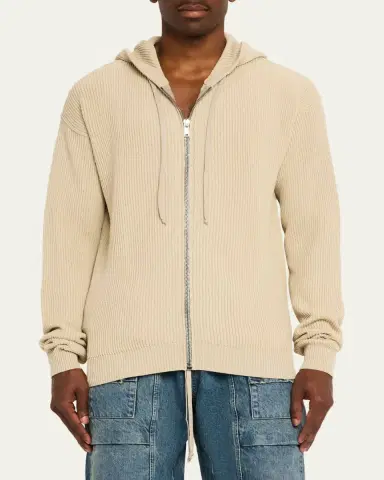 Rick Owens Men's Ribbed Wool Hoodie | Thumbnail 4