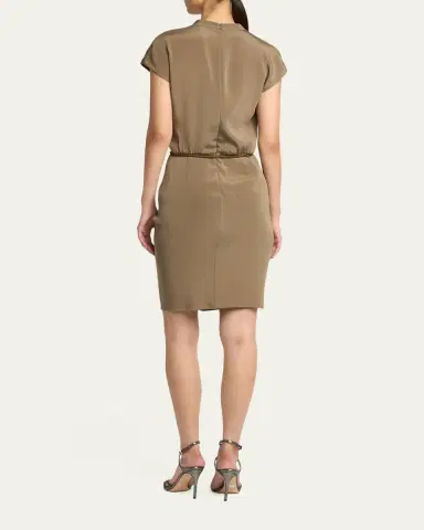 Giorgio Armani Rope Belted Short-Sleeve Draped Dress | Thumbnail 3 Giorgio Armani Rope Belted Short-Sleeve Draped Dress | Thumbnail 3
