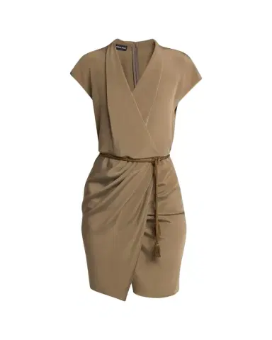 Giorgio Armani Rope Belted Short-Sleeve Draped Dress | Thumbnail 1 Giorgio Armani Rope Belted Short-Sleeve Draped Dress | Thumbnail 1