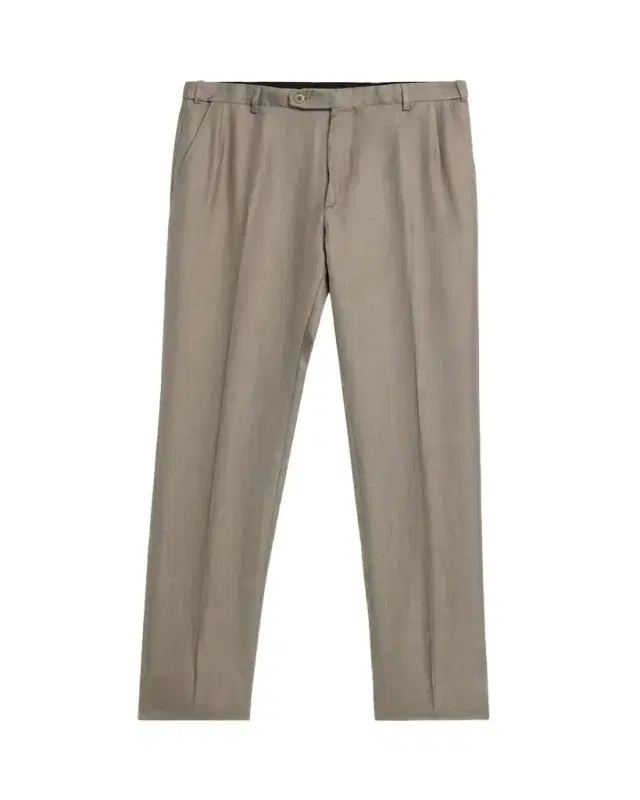 Men's Silk Twill Flat-Front Trousers
