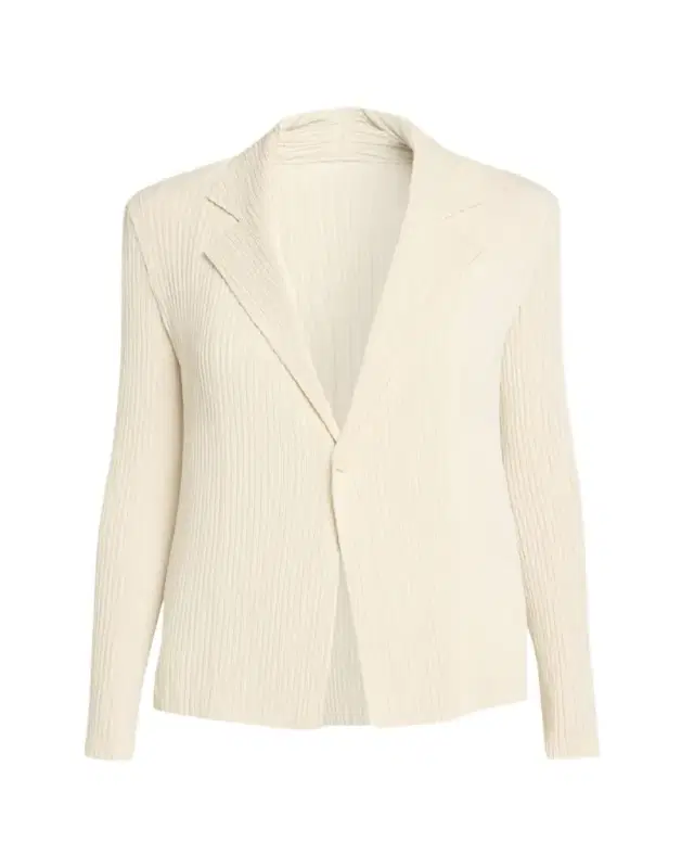 Hatching Plisse Knit Single-Breasted Jacket