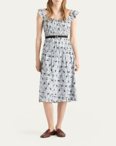 Prada Floral-Print Pongé Sleeveless Midi Dress | Thumbnail 2 Prada Floral-Print Pongé Sleeveless Midi Dress | Thumbnail 2