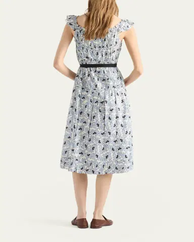 Prada Floral-Print Pongé Sleeveless Midi Dress | Thumbnail 3 Prada Floral-Print Pongé Sleeveless Midi Dress | Thumbnail 3