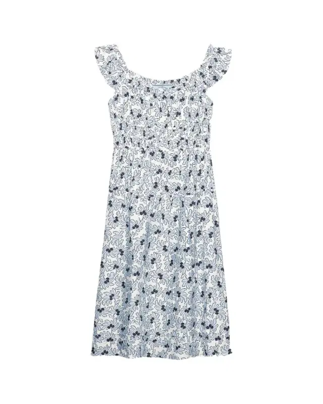 Prada Floral-Print Pongé Sleeveless Midi Dress