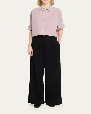 TWP Next Ex Striped Cropped Shirt with Crystal Collar | Thumbnail 2 TWP Next Ex Striped Cropped Shirt with Crystal Collar | Thumbnail 2